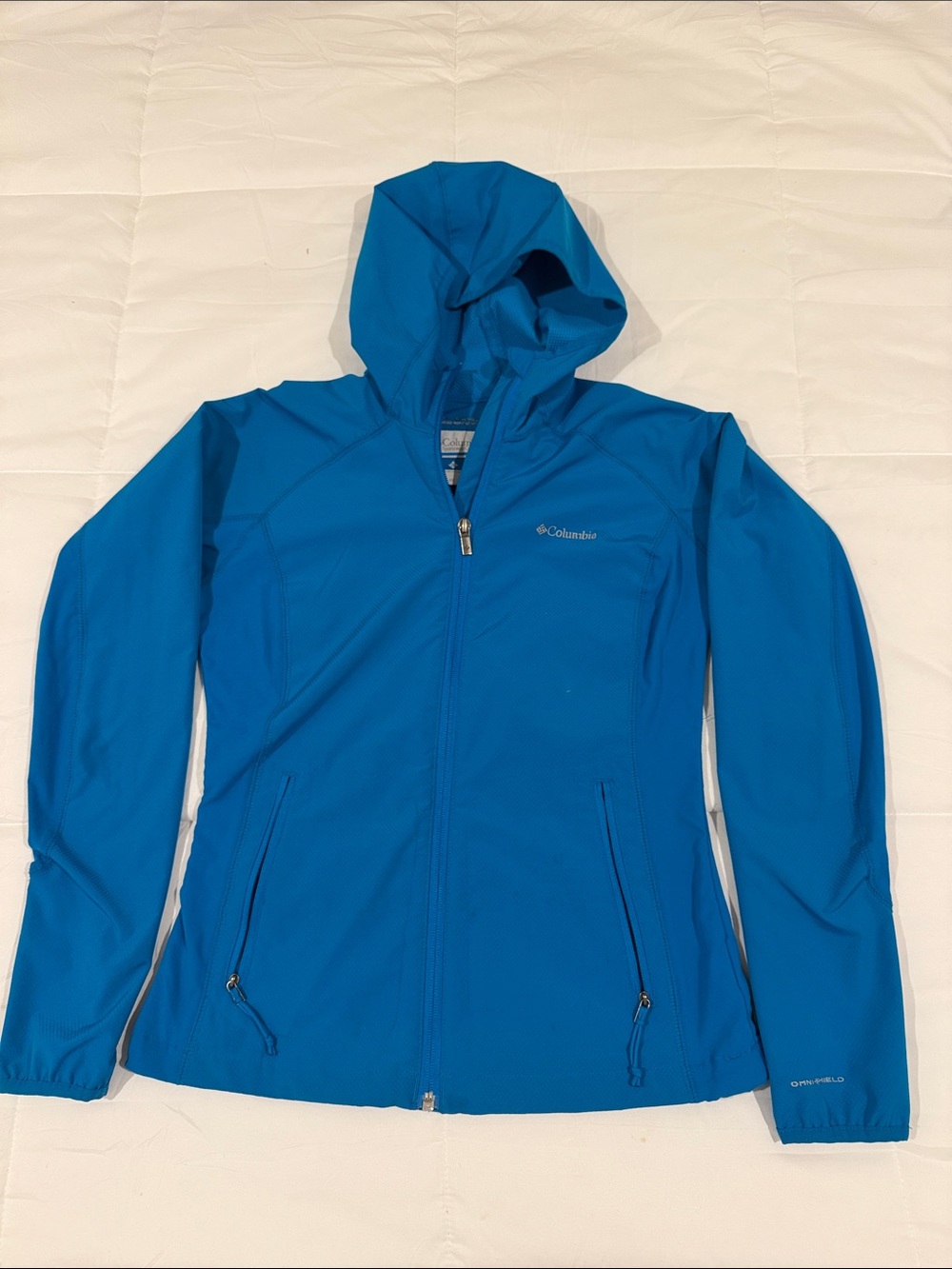 Columbia Omni-Shield Women's Bright Blue Hooded Softshell Jacket. XS